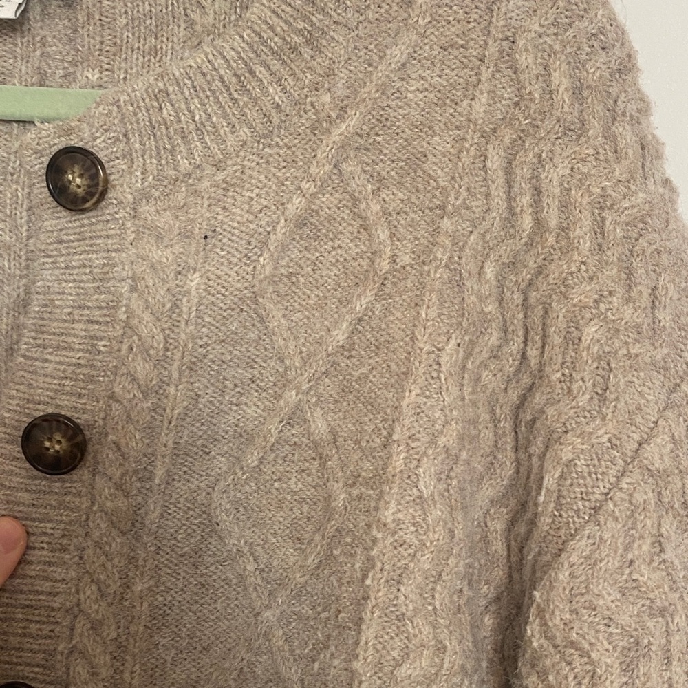 Topshop Taupe Cable Knit Button Front Cardigan - Picture 7 of 7